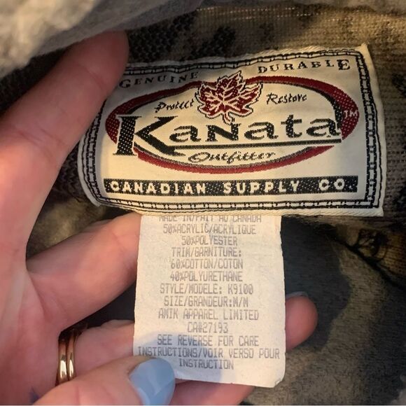 VTG 90’s Kanata Fleece Fair Isle Jacket Medium Full Zip Ski Snowflake Pockets - Picture 6 of 7